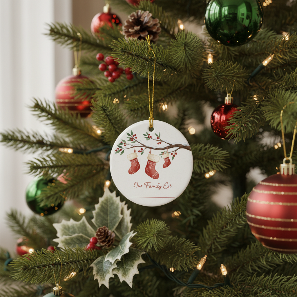 [2D FLAT ACRYLIC] Baby's First Christmas 2025 Ornament – Keepsake Gift for Family of Three