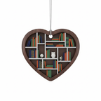 [2D FLAT ACRYLIC] Heart-Shaped Bookshelf Ornament – Unique Christmas Gift for Book Lovers