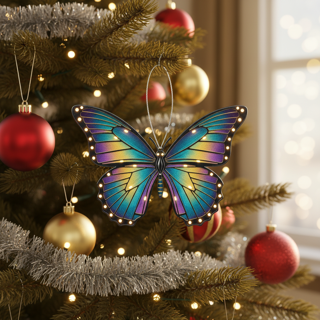 [2D FLAT ACRYLIC] Butterfly Ornament | 2D Flat Acrylic Ornament | Colorful Butterfly Christmas Decoration | Rainbow Wing Tree Ornament | Holiday Gift 2025