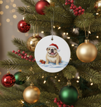 [2D FLAT ACRYLIC] Bulldog Christmas Ornament 2025 | Glossy Ceramic Holiday Decor Gift for Pet Lovers