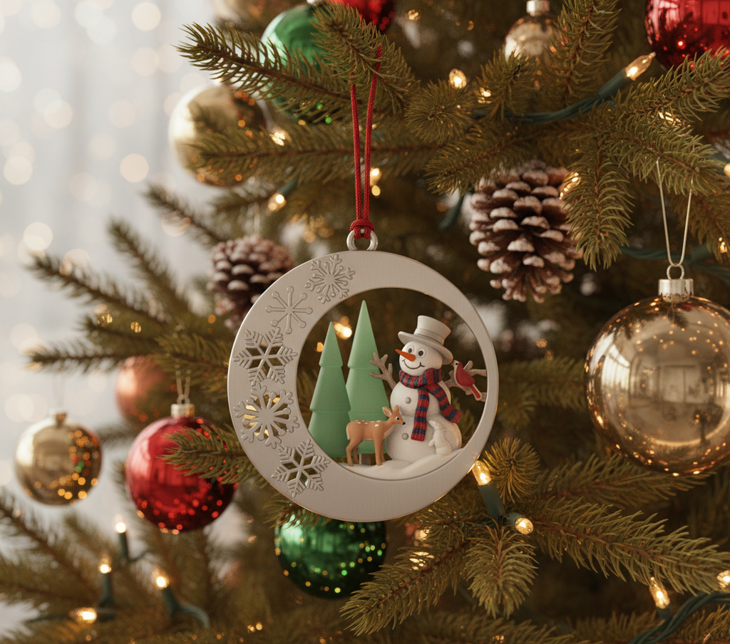 [2D FLAT ACRYLIC] 2025 Snowman Christmas Ornament – Handcrafted Metal Keepsake for Xmas Tree