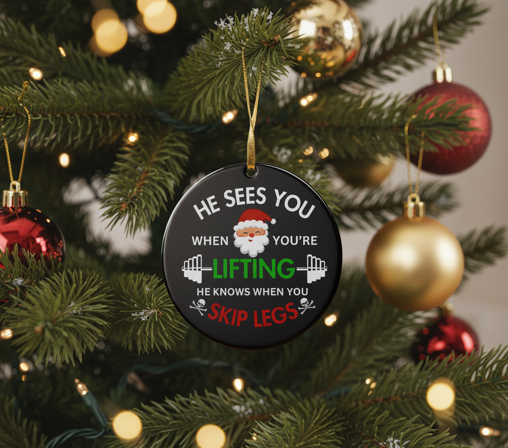 [2D FLAT ACRYLIC] Funny 'Skip Leg Day' Gym Ornament – Weightlifting Christmas Gift for Fitness Lovers