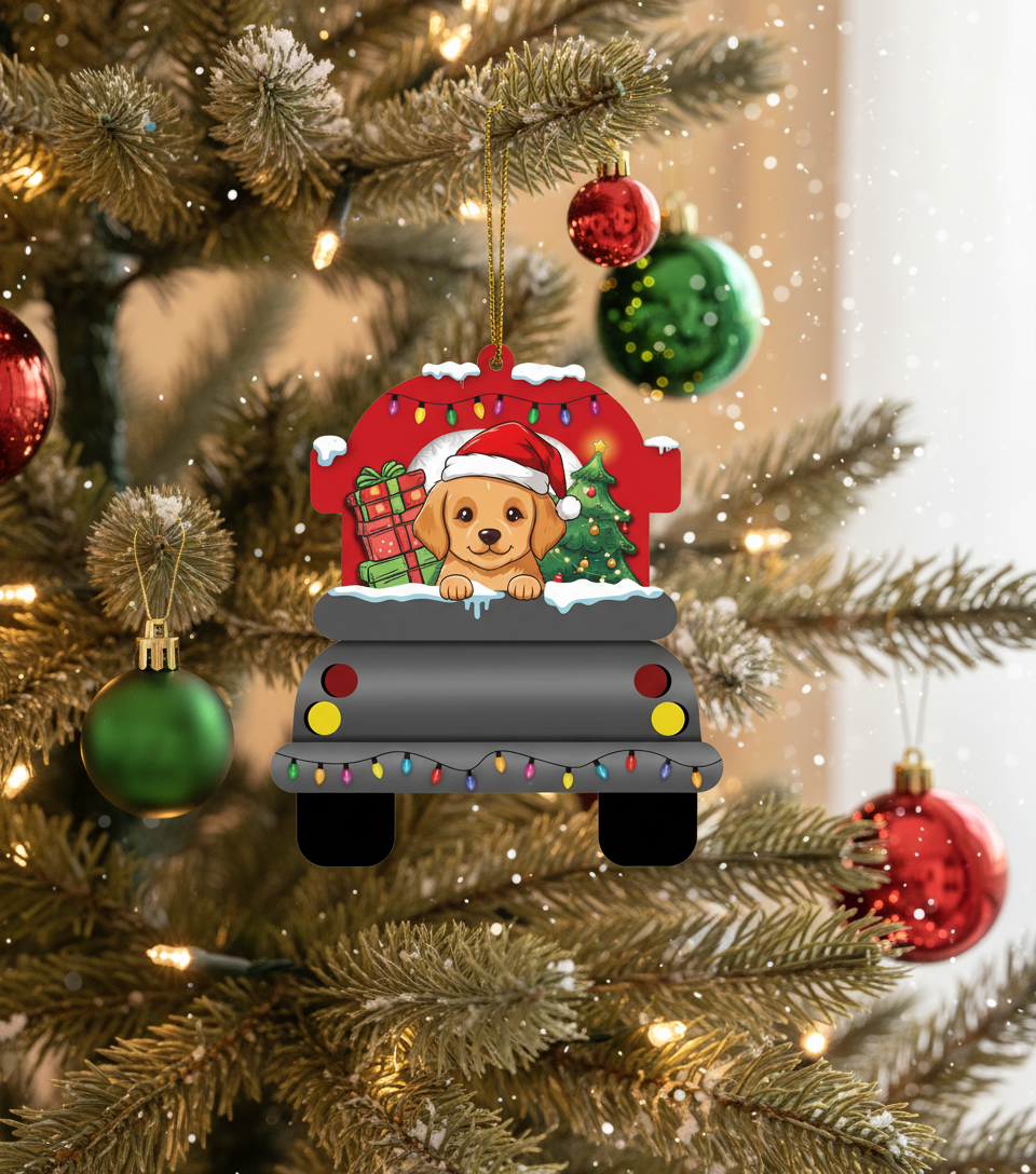 [2D FLAT ACRYLIC] Charming Pitbull Dog Christmas Ornament | Holiday Keepsake & Dog Lover Gift