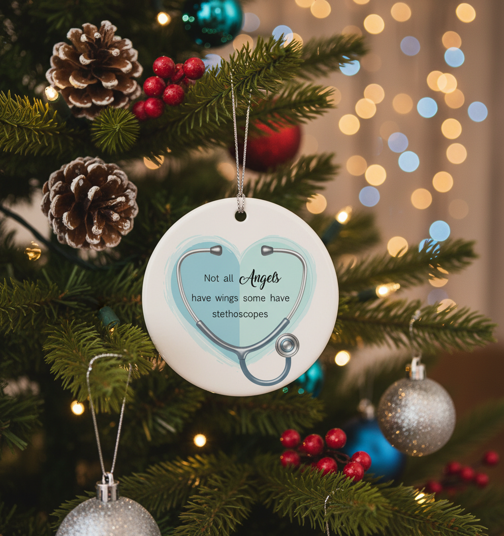 [2D FLAT ACRYLIC] Angel with Stethoscope Ornament – Thank You Gift for Doctors and Nurses