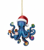 [2D FLAT ACRYLIC] Christmas Kraken Octopus Ornament – Funny Sea Creature Holiday Decor