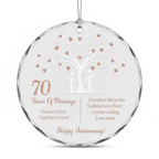 [2D FLAT ACRYLIC] 70th Platinum Wedding Anniversary Glass Ornament – Keepsake Gift for Parents & Couples