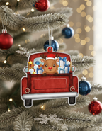 [2D FLAT ACRYLIC] Funny Truck Driver Christmas Ornament | Ceramic Holiday Decor & Trucker Gift