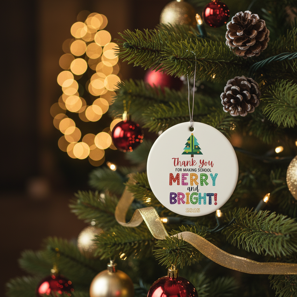 [2D FLAT ACRYLIC] Teacher Appreciation Ornament 2025 – Heartfelt Ceramic Christmas Keepsake