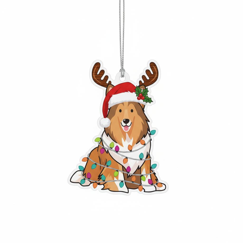 [2D FLAT ACRYLIC] Rough Collie Christmas Ornament – Festive Dog Lover Gift & Holiday Decor