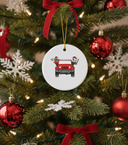 [2D FLAT ACRYLIC] Red Truck Christmas Ornament with Jack Skellington & Grinch | Holiday Decor Gift