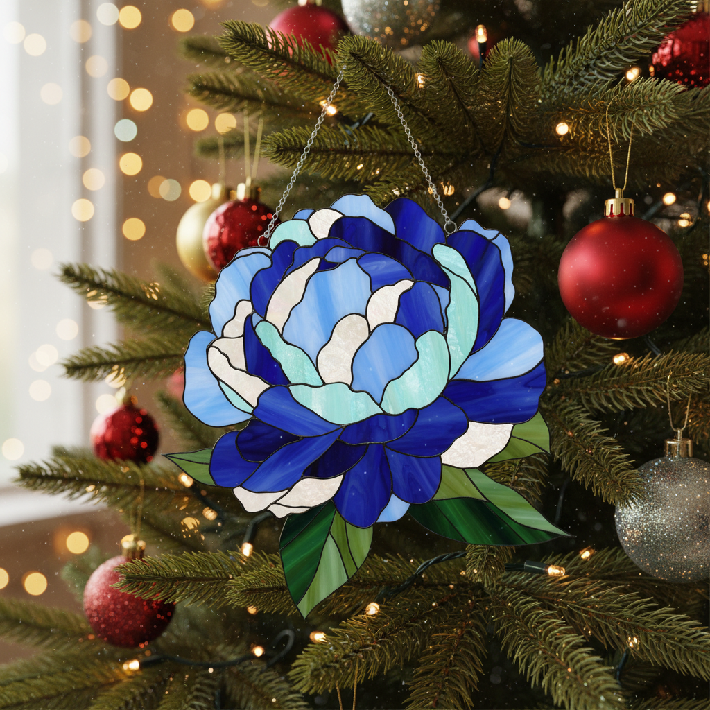 [2D FLAT ACRYLIC] Acrylic Peony Suncatcher Window Hanging – Floral Home Decor Gift for Mom