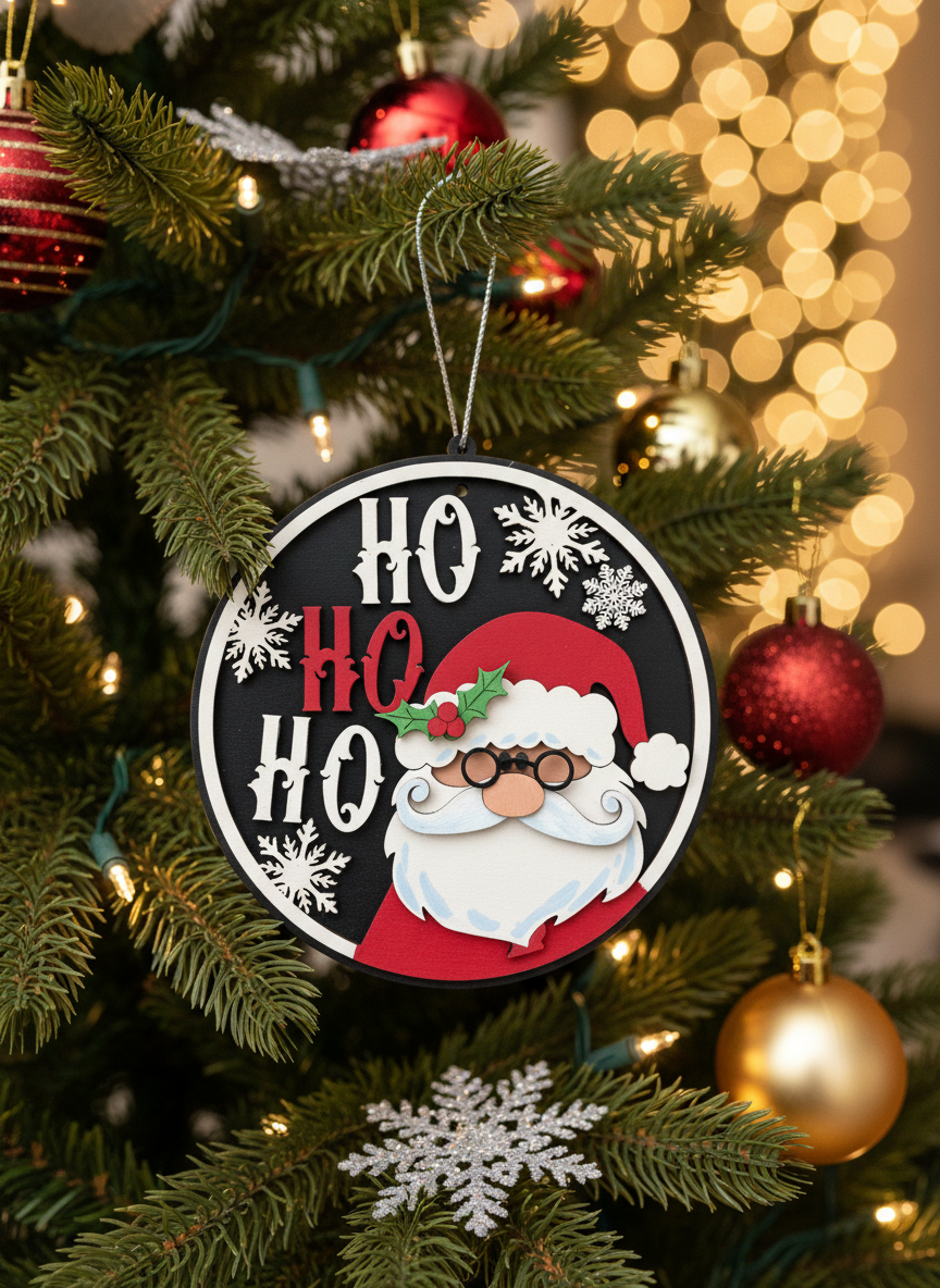 [2D FLAT ACRYLIC] Santa Christmas Round Door Hanger