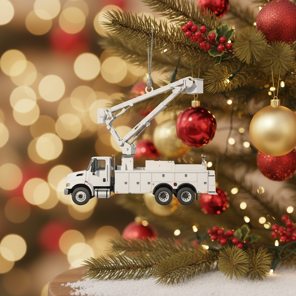[2D FLAT ACRYLIC] Personalized Lineman Christmas Ornament | Custom Bucket Truck Holiday Decor Gift