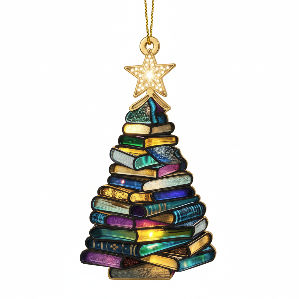 [2D FLAT ACRYLIC] Personalized Book Cover Ornament – Custom Christmas Keepsake Gift for Book Lovers