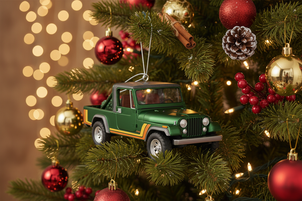 [2D FLAT ACRYLIC] Hallmark 1982 Jeep Scrambler Christmas Ornament | 25th in All-American Trucks Series