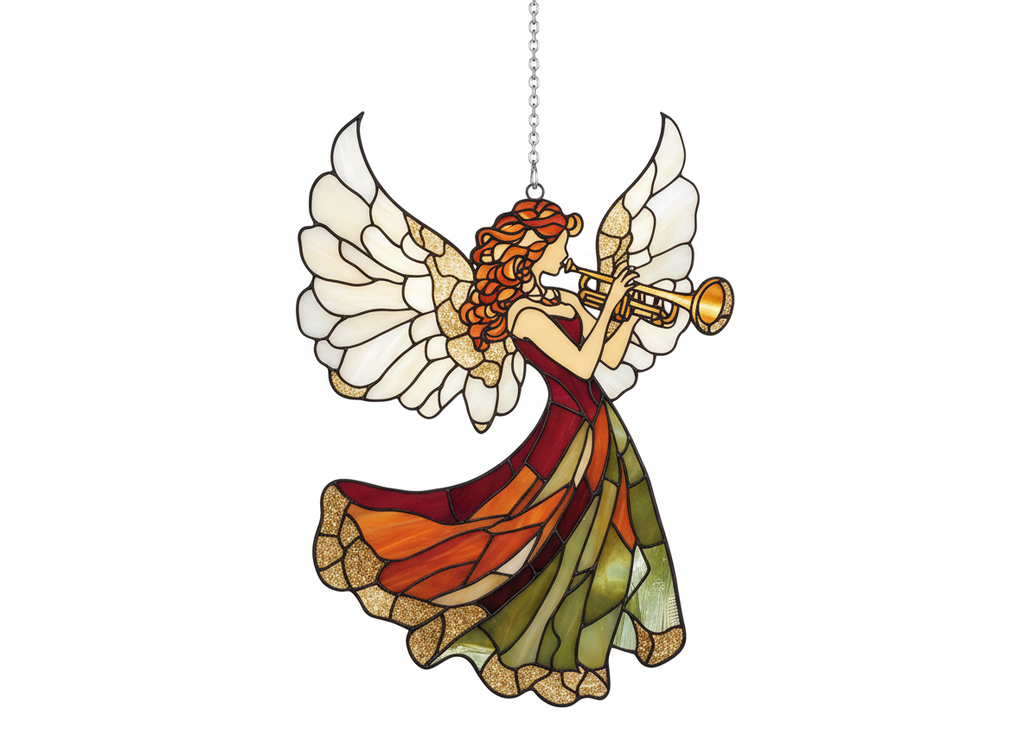 [2D FLAT ACRYLIC] Whimsical Angel Acrylic Suncatcher – Christmas Ornament & Holiday Window Decor