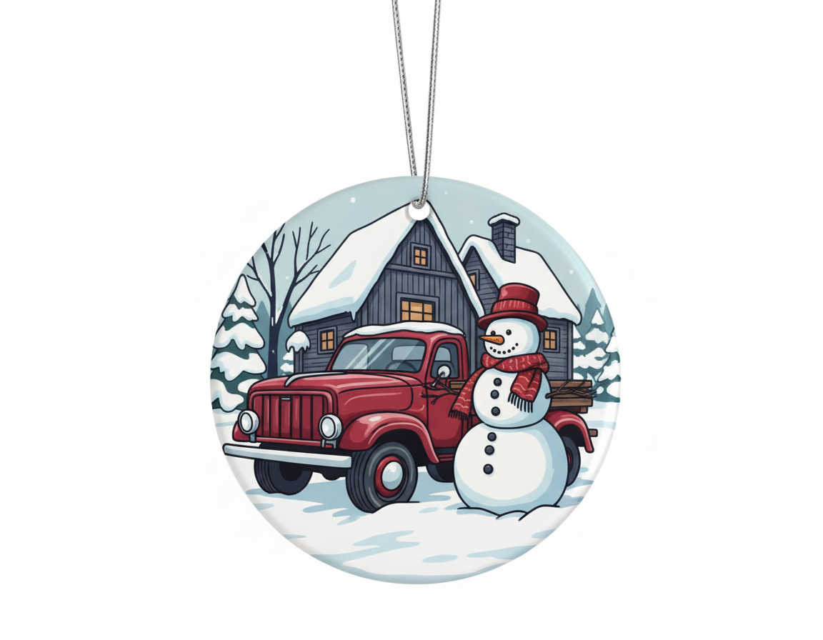 [2D FLAT ACRYLIC] Personalized 'I'll Be Home For Christmas' Truck Driver Ornament | Custom Trucker Gift