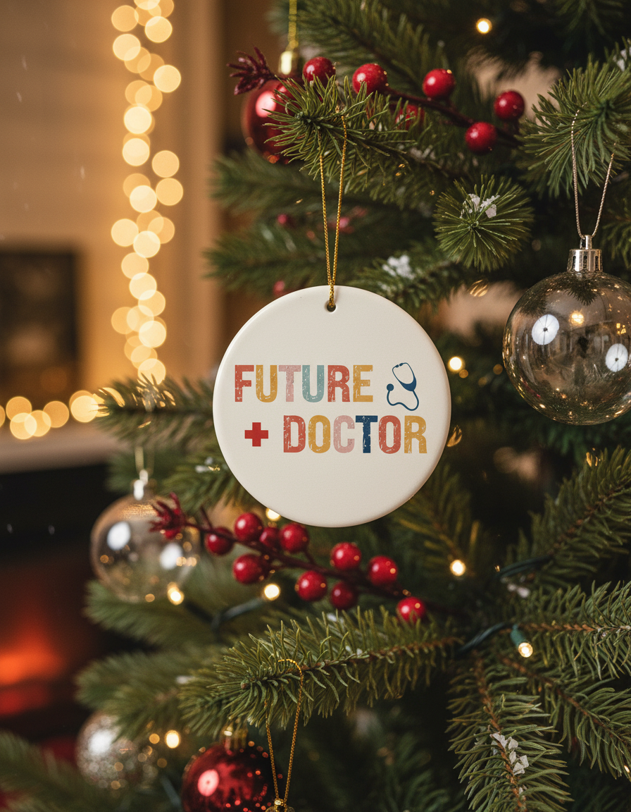 [2D FLAT ACRYLIC] Doctor Christmas Ornament – Ceramic Keepsake Gift for Medical Professionals