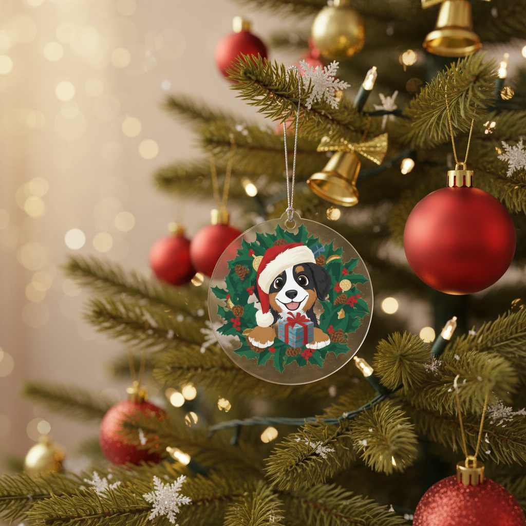 [2D FLAT ACRYLIC] Aussiedoodle Christmas Ornament – Holiday Keepsake Gift for Dog Lovers