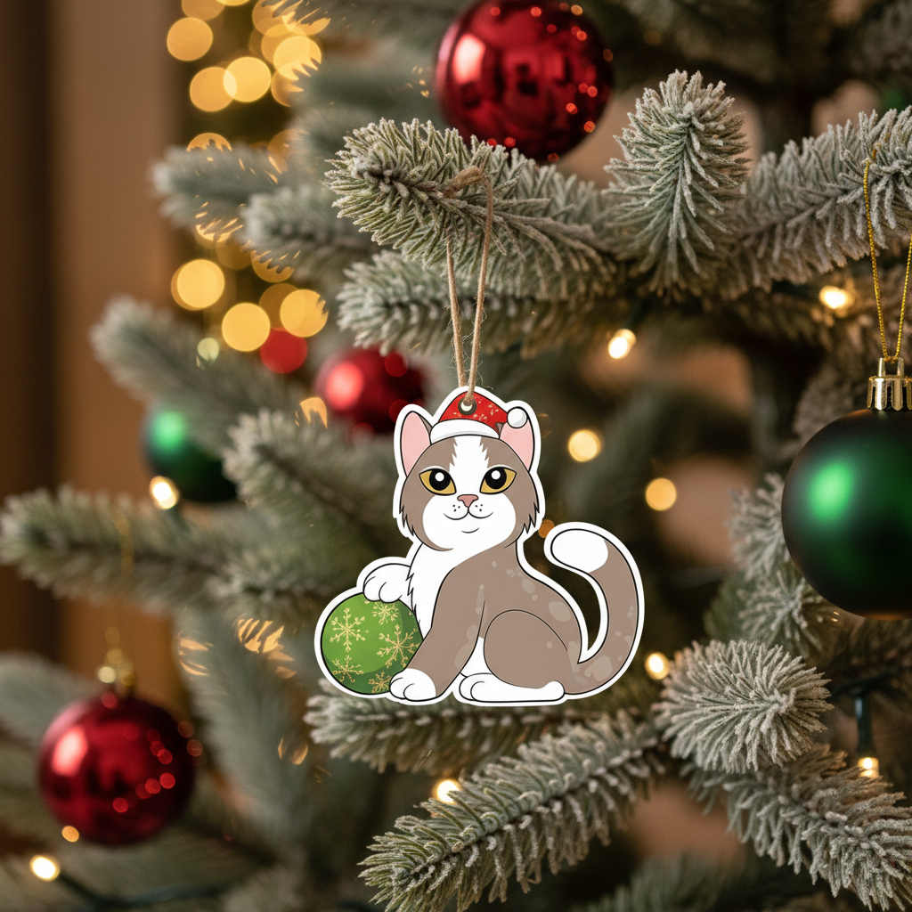 [2D FLAT ACRYLIC] Cat Christmas Ornaments | Cute Holiday Decor & Cat Lover Gift