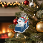[2D FLAT ACRYLIC] Santa on Great White Roller Coaster Ornament – Unique Wildwood Christmas Gift