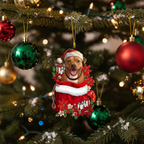 [2D FLAT ACRYLIC] Staffordshire Bull Terrier Christmas Ornament – Festive Staffie Dog Lover Gift