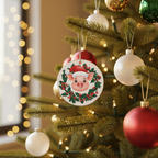 [2D FLAT ACRYLIC] Adorable Pig Christmas Ornament | Acrylic Farm Animal Keepsake | Gift for Pig Lovers