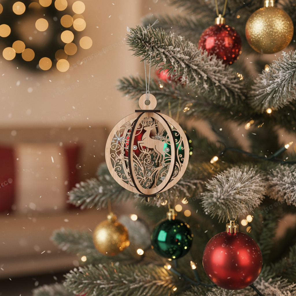 [2D FLAT ACRYLIC] Christmas Ball Ornament for Glowforge & Cricut