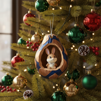 [2D FLAT ACRYLIC] Cute Bunny Rabbit Christmas Ornament – Acrylic Holiday Gift for Animal Lovers
