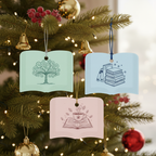 [2D FLAT ACRYLIC] Book Lover Christmas Ornament – Ceramic Gift for Readers