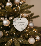 [2D FLAT ACRYLIC] 25th Silver Anniversary Ceramic Ornament – Heart Keepsake Gift for Couples