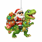 [2D FLAT ACRYLIC] Funny Santa Riding Dinosaur Christmas Ornament – Novelty Holiday Gift 2025