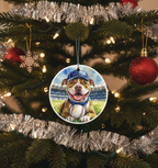 [2D FLAT ACRYLIC] Pitbull Christmas Ornament – 2025 Acrylic Hanging Decoration Featuring Baseball-Themed Design | Unique Dog Lover Gift & Festive Home Décor by Cranberry Collective