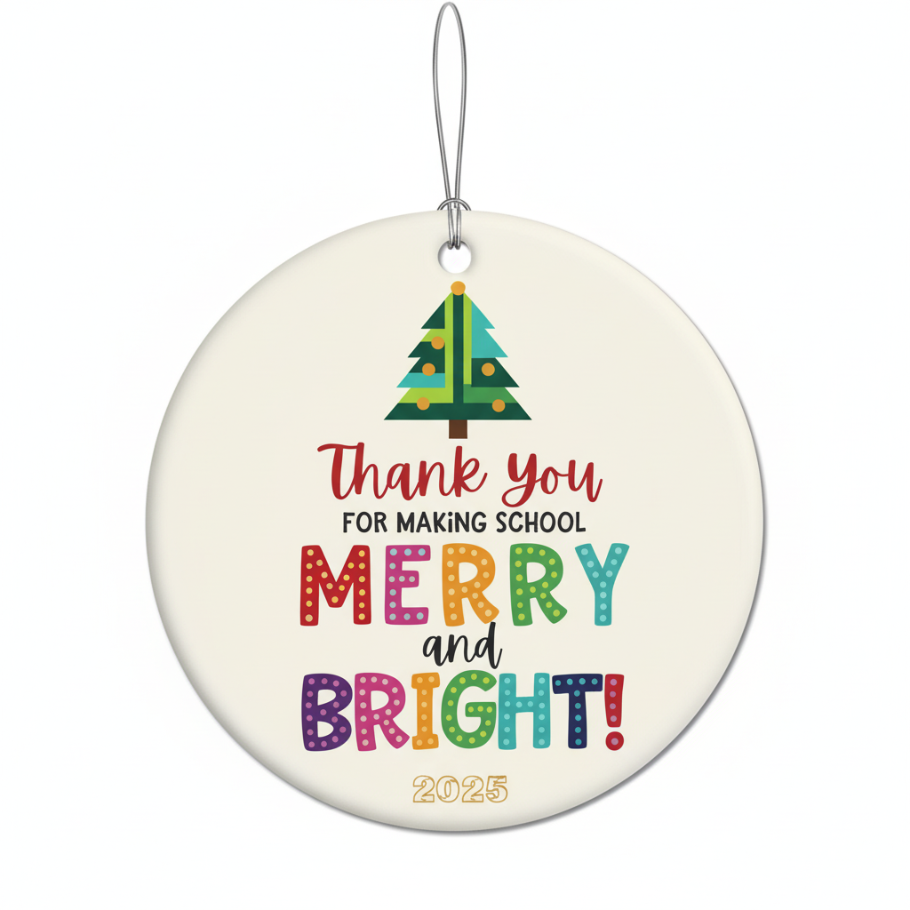 [2D FLAT ACRYLIC] Teacher Appreciation Ornament 2025 – Heartfelt Ceramic Christmas Keepsake