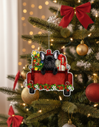 [2D FLAT ACRYLIC] Black French Bulldog Christmas Ornament | Frenchie Red Car Holiday Decor Gift