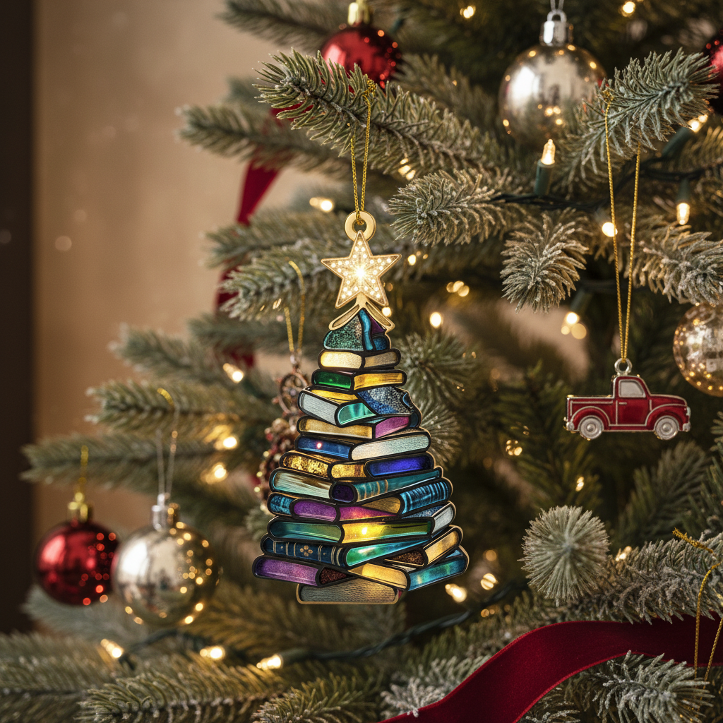 [2D FLAT ACRYLIC] Personalized Book Cover Ornament – Custom Christmas Keepsake Gift for Book Lovers