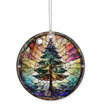 [2D FLAT ACRYLIC] 2025 Stained Glass Style Christmas Ornament – Fun Acrylic Holiday Keepsake Gift