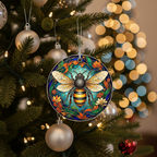 [2D FLAT ACRYLIC] Acrylic Honey Bee Christmas Ornament | Charming Holiday Tree Decor | Thoughtful Gift for Bee Lovers