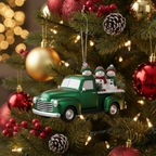 [2D FLAT ACRYLIC] Personalized Family Christmas Ornament | Red Truck Holiday Decor with Custom Names