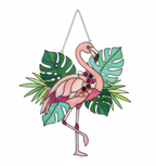 [2D FLAT ACRYLIC] Whimsical Flamingo Suncatcher Ornament – Tropical Christmas Decor Gift