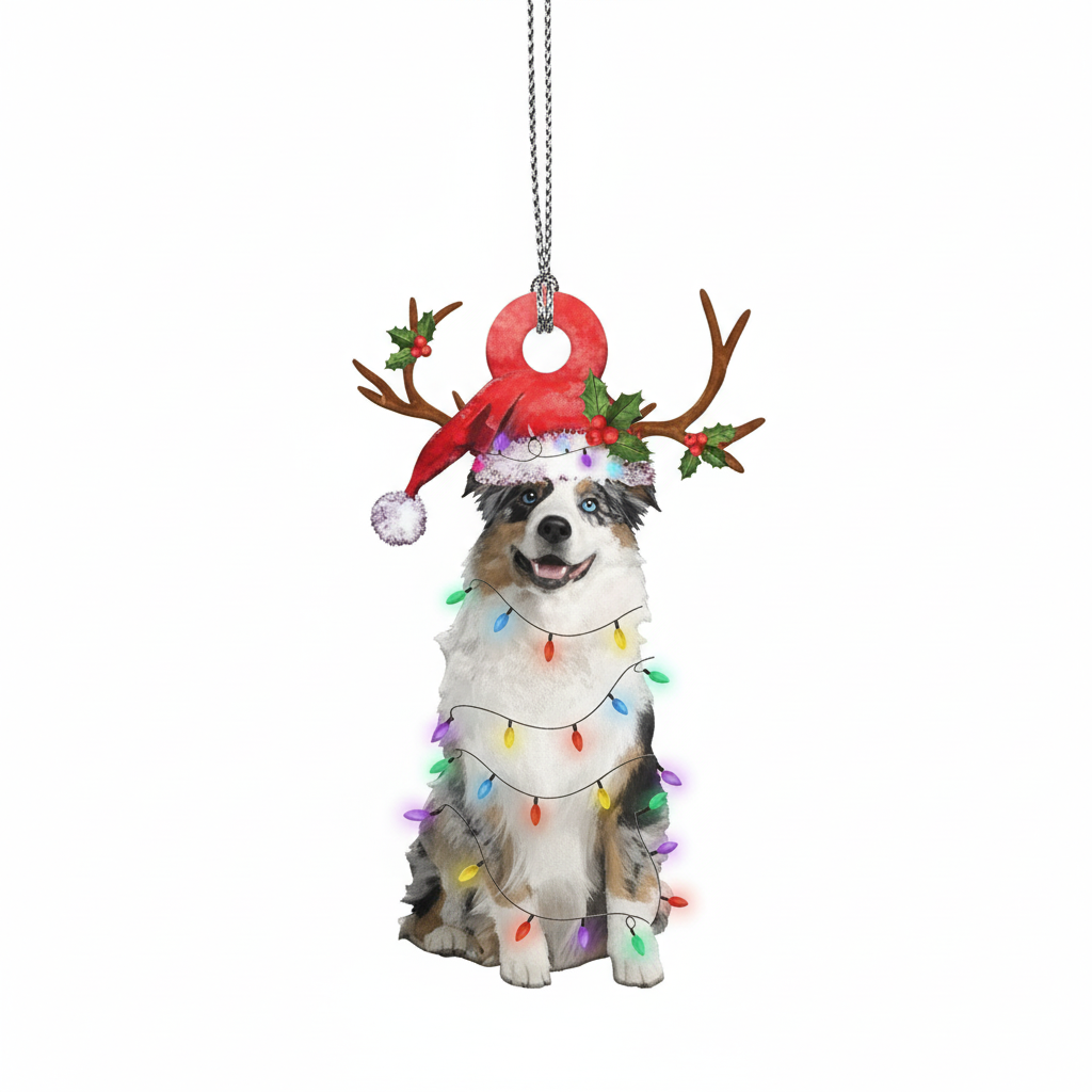 [2D FLAT ACRYLIC] Australian Shepherd Christmas Ornament – Festive Holiday Gift for Dog Lovers