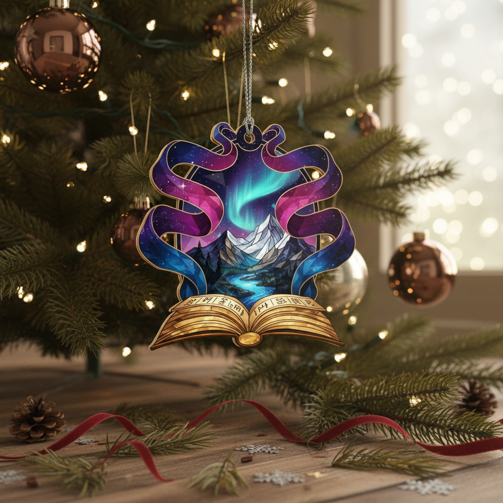 [2D FLAT ACRYLIC] Book Lover Christmas Ornament – Literary Keepsake Gift for Readers