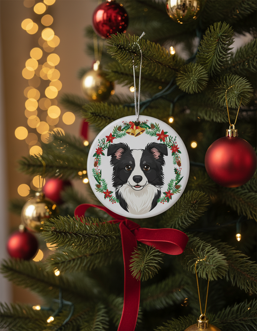 [2D FLAT ACRYLIC] Border Collie Christmas Ornament | Keepsake Gift for Dog Lovers