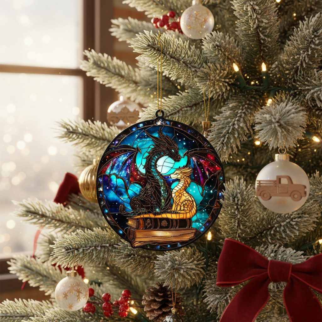 [2D FLAT ACRYLIC] Fourth Wing Dragon Suncatcher – Acrylic Stained Glass Style Bookish Decor Gift