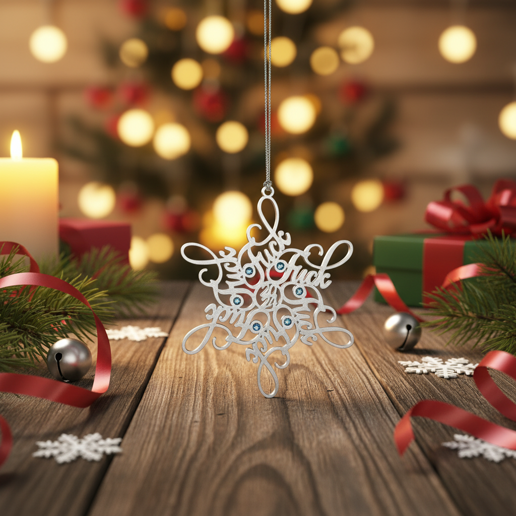 [2D FLAT ACRYLIC] Funny 2024 Snowflake Ornament – Unique Christmas Gag Gift for Adults