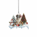 [2D FLAT ACRYLIC] Saint Bernard Christmas Ornament – Holiday Keepsake Gift for Dog Lovers