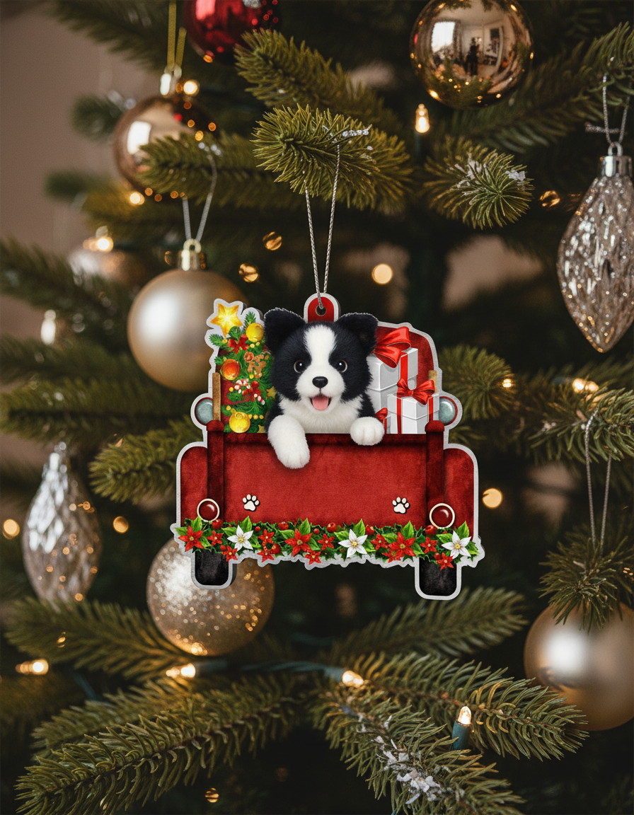 [2D FLAT ACRYLIC] Blue Heeler Red Car Christmas Ornament 2024 | Keepsake Gift for Cattle Dog Lovers