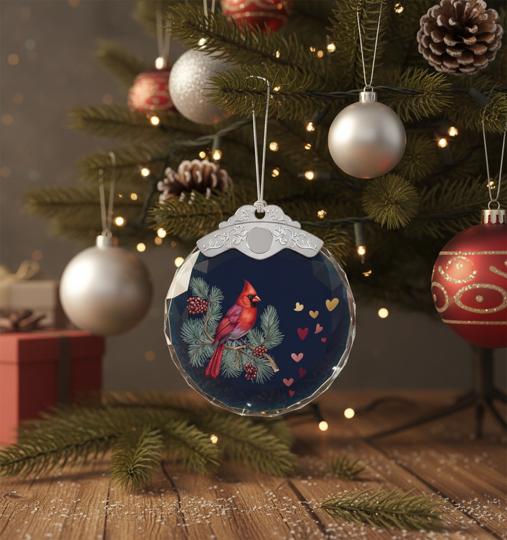 [2D FLAT ACRYLIC] Cardinal Memorial Christmas Ornament - A Hug Sent From Heaven Sympathy Gift for Loss of Loved One