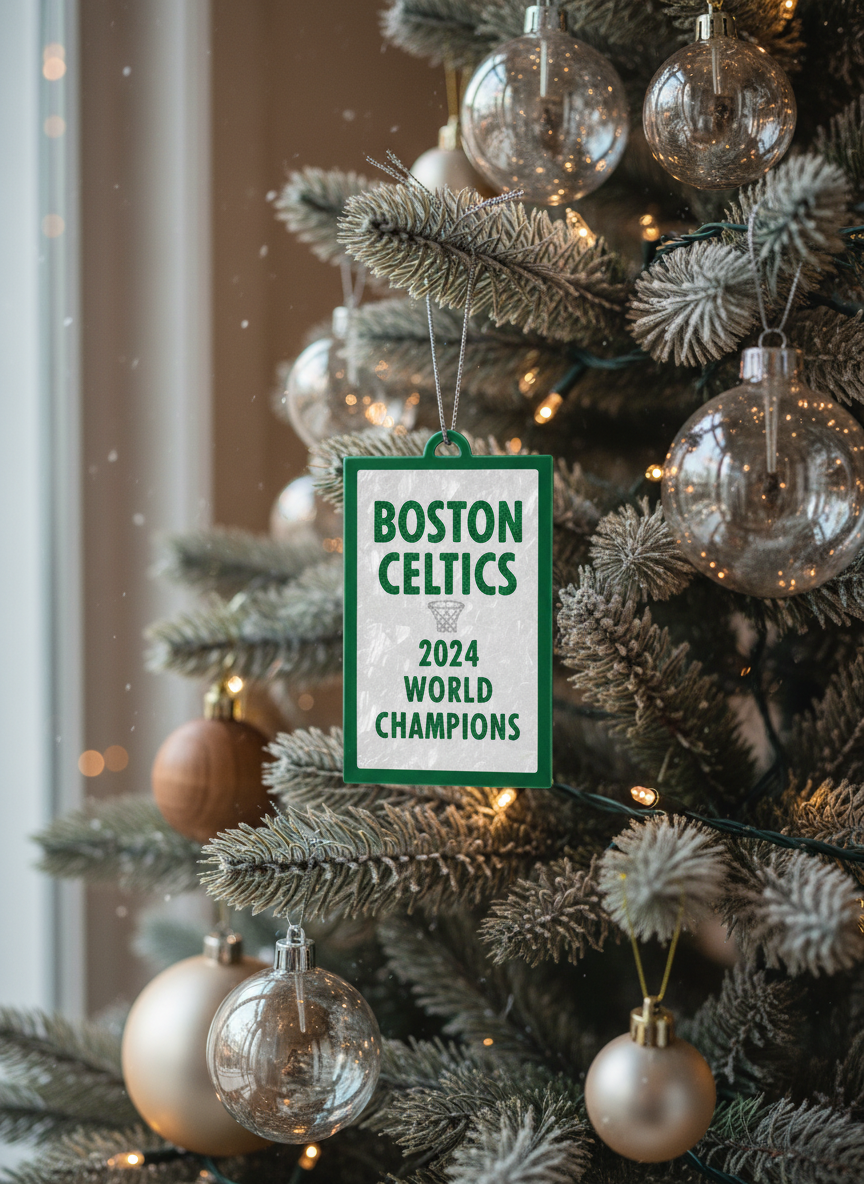 [2D FLAT ACRYLIC] Boston Celtics 2024 Championship Banner Ornament – 18-Time Champions Keepsake