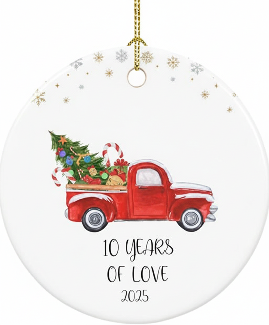 [2D FLAT ACRYLIC] 10th Wedding Anniversary Ornament 2025 – Tin Anniversary Gift for Couples